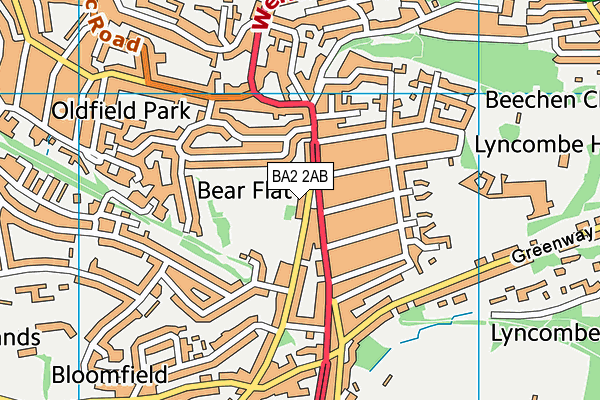 BA2 2AB map - OS VectorMap District (Ordnance Survey)