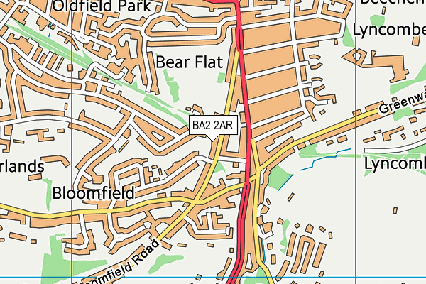 BA2 2AR map - OS VectorMap District (Ordnance Survey)