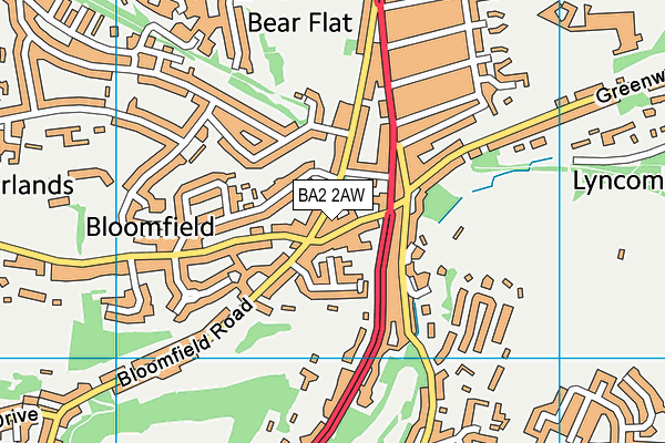 BA2 2AW map - OS VectorMap District (Ordnance Survey)