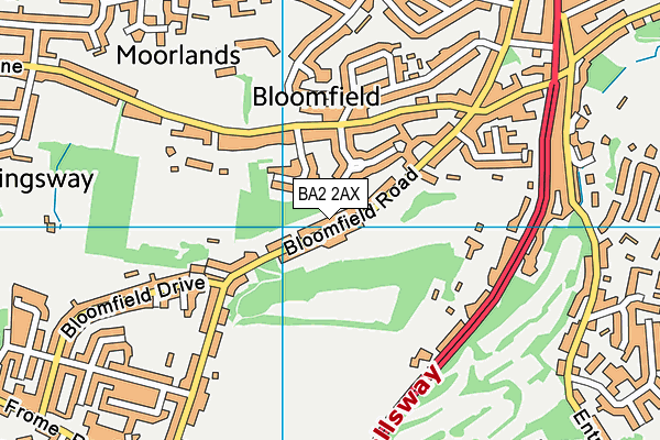 BA2 2AX map - OS VectorMap District (Ordnance Survey)