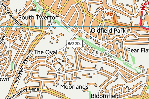 BA2 2DJ map - OS VectorMap District (Ordnance Survey)