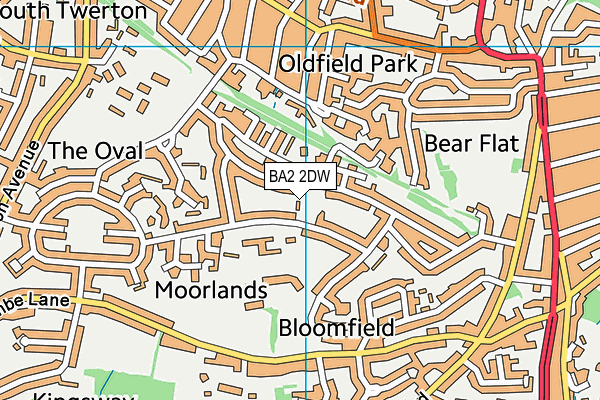 BA2 2DW map - OS VectorMap District (Ordnance Survey)