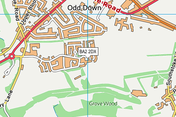 BA2 2DX map - OS VectorMap District (Ordnance Survey)