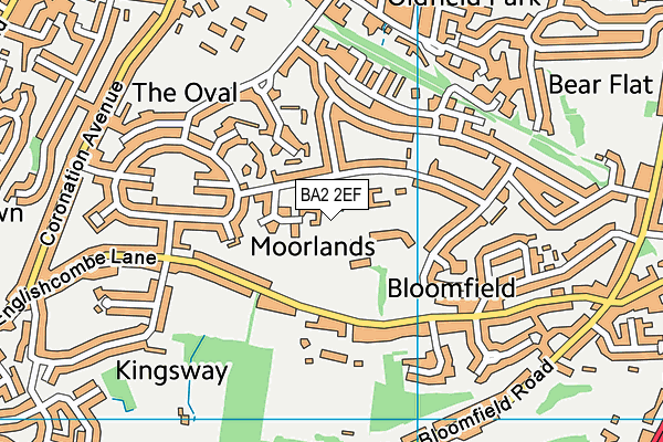 BA2 2EF map - OS VectorMap District (Ordnance Survey)