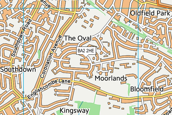 BA2 2HE map - OS VectorMap District (Ordnance Survey)