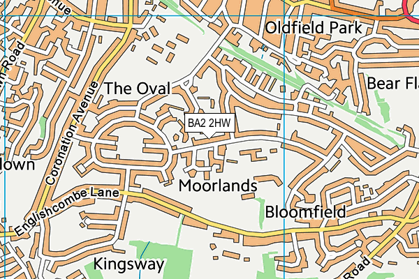BA2 2HW map - OS VectorMap District (Ordnance Survey)