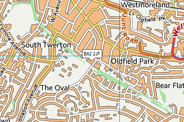 BA2 2JF map - OS VectorMap District (Ordnance Survey)