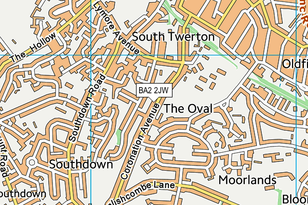 BA2 2JW map - OS VectorMap District (Ordnance Survey)