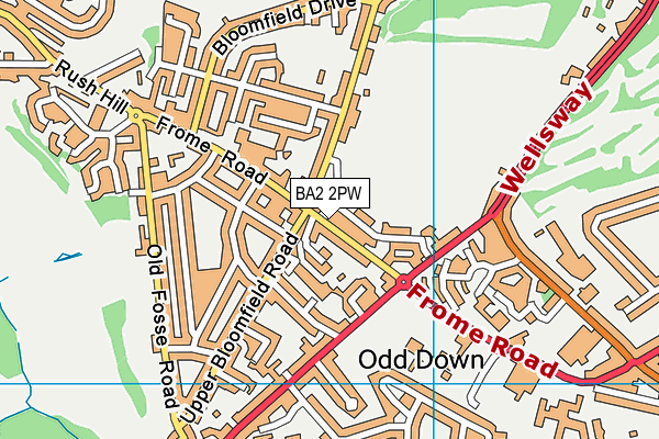 BA2 2PW map - OS VectorMap District (Ordnance Survey)