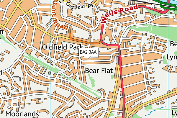 BA2 3AA map - OS VectorMap District (Ordnance Survey)