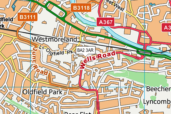 BA2 3AR map - OS VectorMap District (Ordnance Survey)