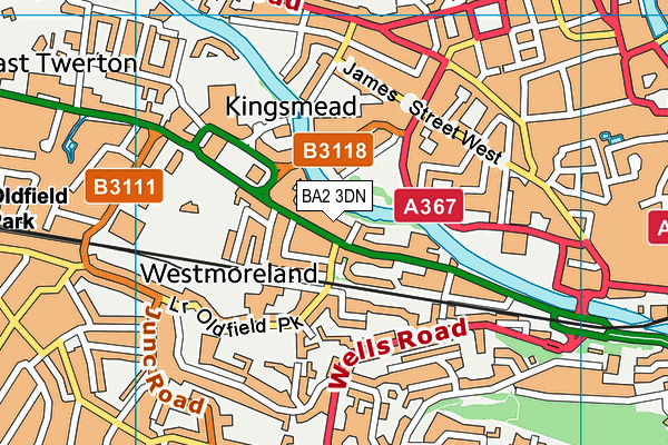 BA2 3DN map - OS VectorMap District (Ordnance Survey)