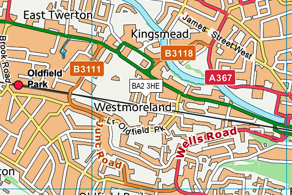 BA2 3HE map - OS VectorMap District (Ordnance Survey)