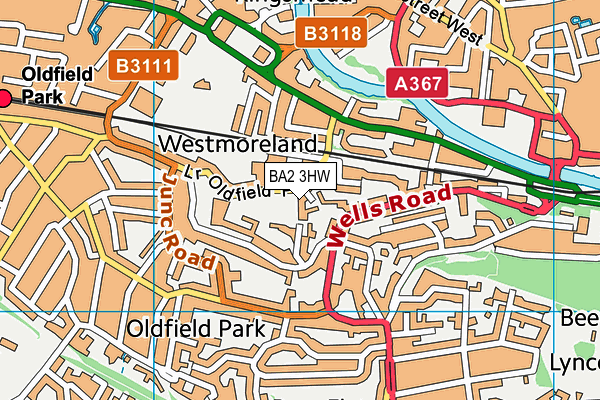 BA2 3HW map - OS VectorMap District (Ordnance Survey)