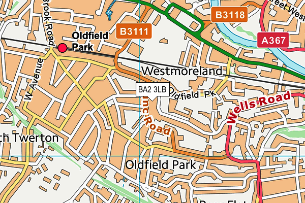 BA2 3LB map - OS VectorMap District (Ordnance Survey)