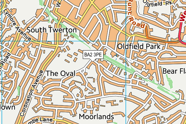 BA2 3PE map - OS VectorMap District (Ordnance Survey)