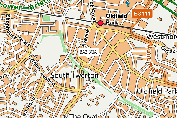 BA2 3QA map - OS VectorMap District (Ordnance Survey)