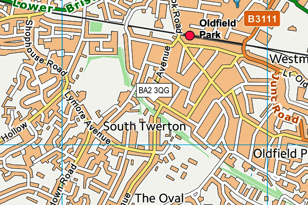 BA2 3QG map - OS VectorMap District (Ordnance Survey)