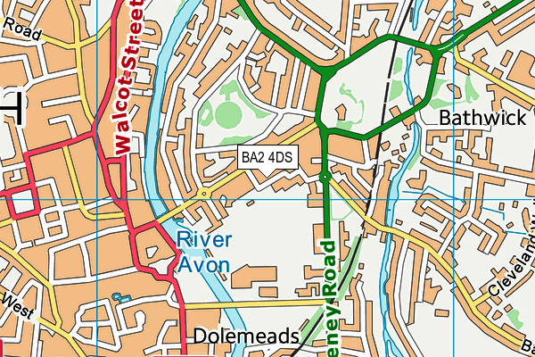 Bath Recreation Ground map (BA2 4DS) - OS VectorMap District (Ordnance Survey)