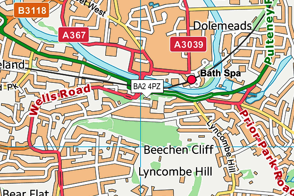 BA2 4PZ map - OS VectorMap District (Ordnance Survey)