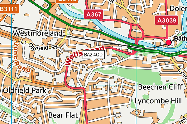 BA2 4QD map - OS VectorMap District (Ordnance Survey)