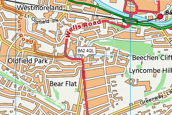 BA2 4QL map - OS VectorMap District (Ordnance Survey)