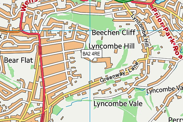 Beechen Cliff School map (BA2 4RE) - OS VectorMap District (Ordnance Survey)