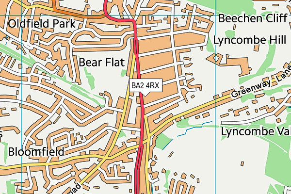 BA2 4RX map - OS VectorMap District (Ordnance Survey)
