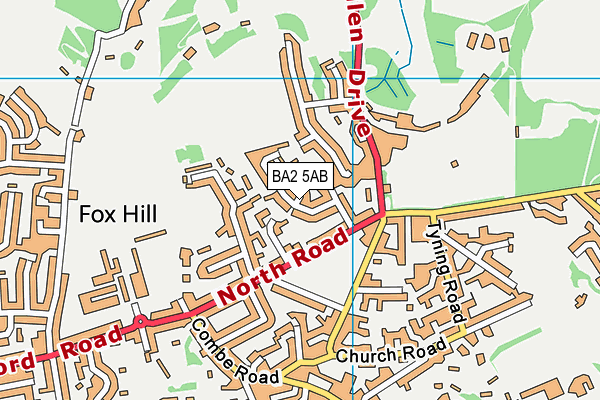 BA2 5AB map - OS VectorMap District (Ordnance Survey)