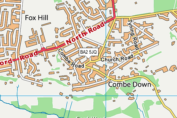 Combe Down CofE Primary School map (BA2 5JQ) - OS VectorMap District (Ordnance Survey)