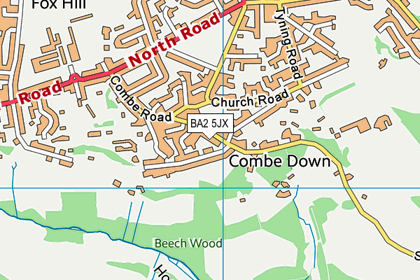 BA2 5JX map - OS VectorMap District (Ordnance Survey)