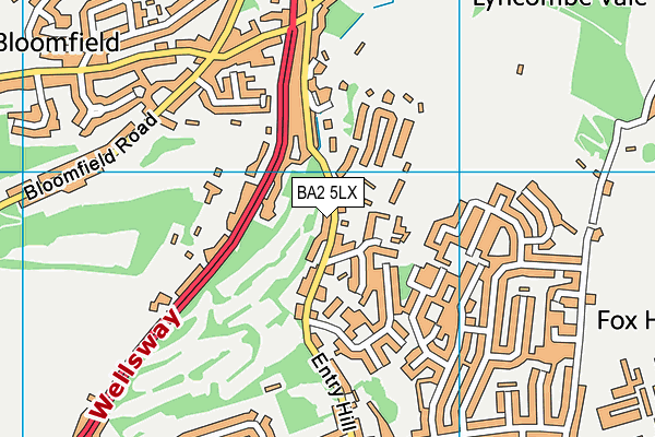 BA2 5LX map - OS VectorMap District (Ordnance Survey)