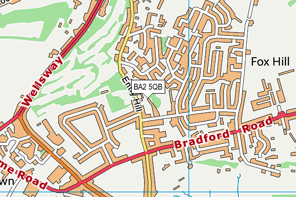BA2 5QB map - OS VectorMap District (Ordnance Survey)