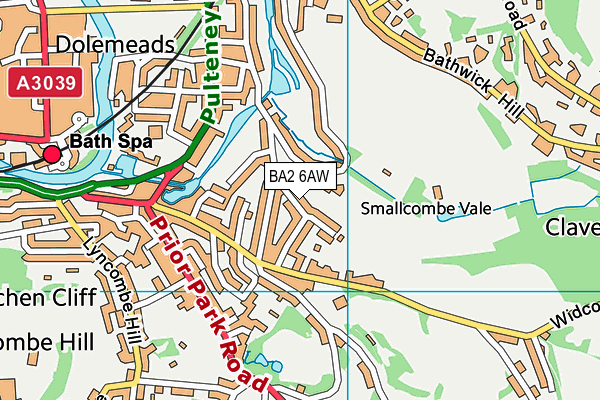 BA2 6AW map - OS VectorMap District (Ordnance Survey)