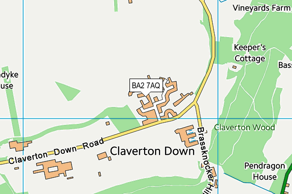 BA2 7AQ map - OS VectorMap District (Ordnance Survey)