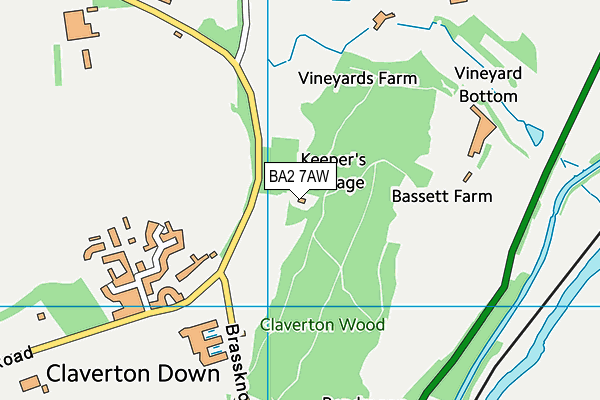 BA2 7AW map - OS VectorMap District (Ordnance Survey)