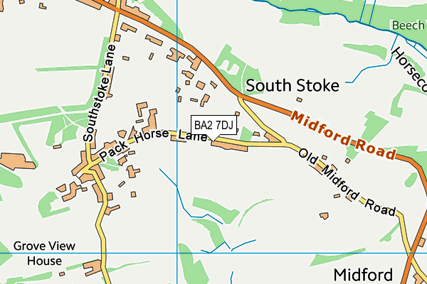 BA2 7DJ map - OS VectorMap District (Ordnance Survey)