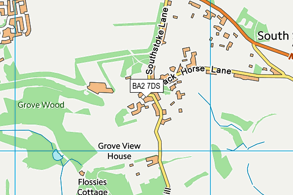 BA2 7DS map - OS VectorMap District (Ordnance Survey)