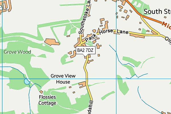 BA2 7DZ map - OS VectorMap District (Ordnance Survey)