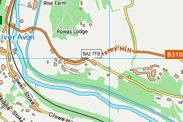 BA2 7FB map - OS VectorMap District (Ordnance Survey)