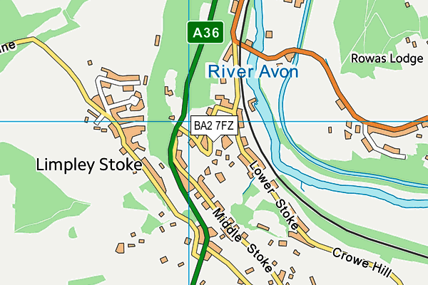 BA2 7FZ map - OS VectorMap District (Ordnance Survey)