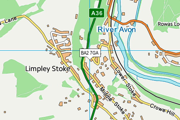 BA2 7GA map - OS VectorMap District (Ordnance Survey)