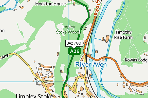 BA2 7GD map - OS VectorMap District (Ordnance Survey)