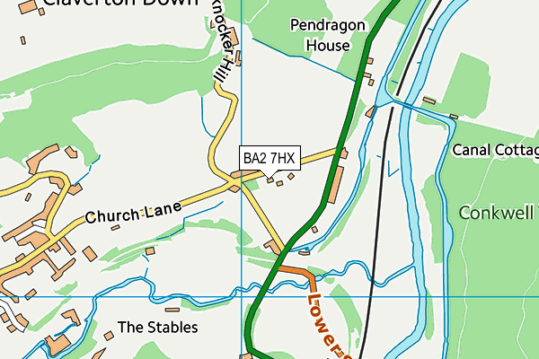 BA2 7HX map - OS VectorMap District (Ordnance Survey)