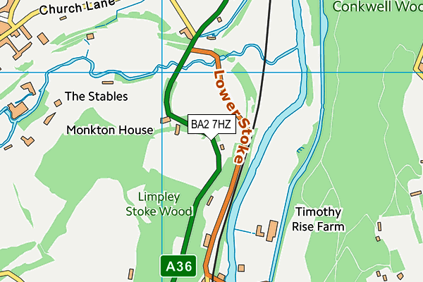 BA2 7HZ map - OS VectorMap District (Ordnance Survey)