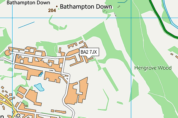 BA2 7JX map - OS VectorMap District (Ordnance Survey)