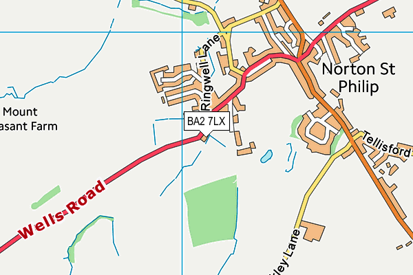 BA2 7LX map - OS VectorMap District (Ordnance Survey)