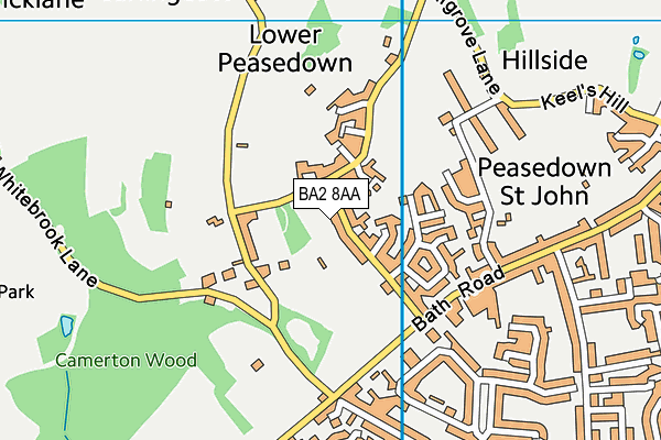 Peasedown St John Recreation Ground map (BA2 8AA) - OS VectorMap District (Ordnance Survey)