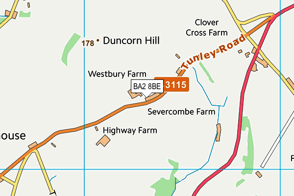 BA2 8BE map - OS VectorMap District (Ordnance Survey)