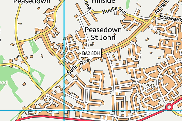 Peasedown St John Primary School map (BA2 8DH) - OS VectorMap District (Ordnance Survey)